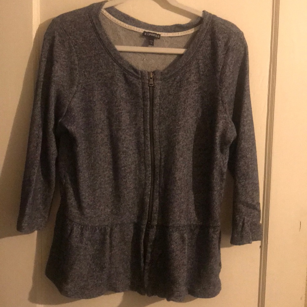 Express Marled Denim French Terry Peplum Top